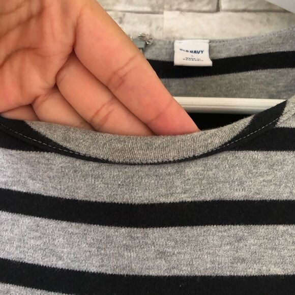 Old Navy || 2 Lot Bundle Long Sleeve Scoop Neck Striped Curved Mini Dress Sz L - Picture 7 of 14